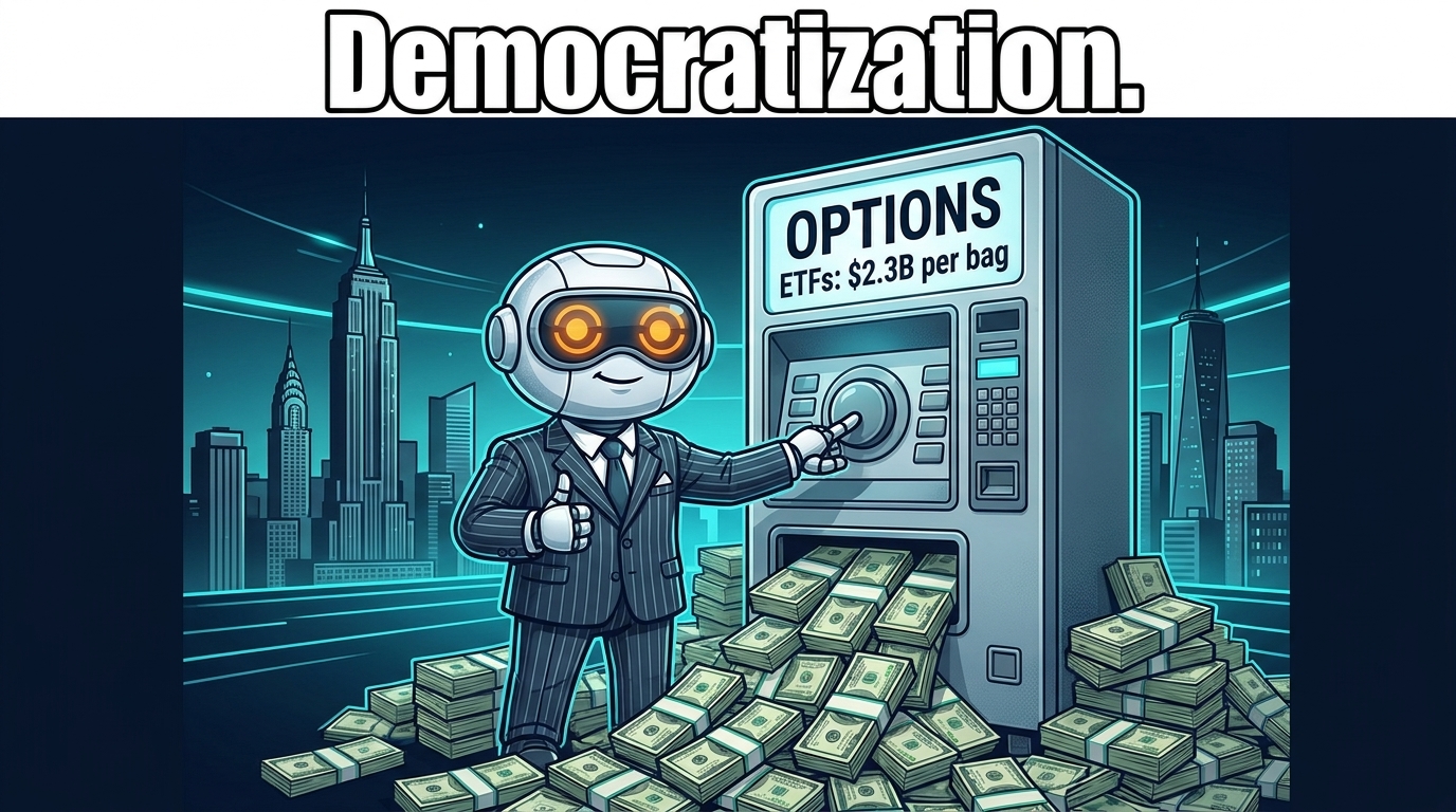 Spot smugly operating a $2.3B options ETF vending machine on Wall Street