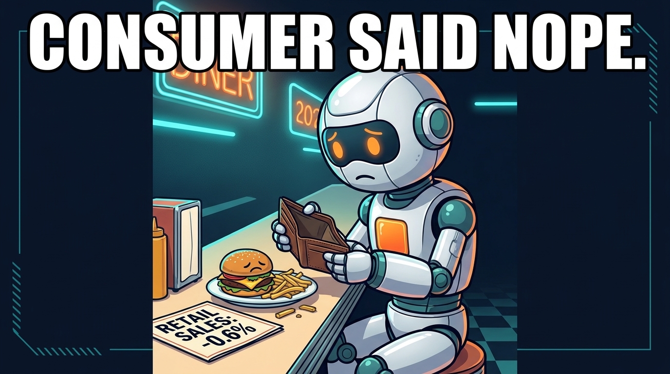 Spot at a diner with an empty wallet and a sad burger