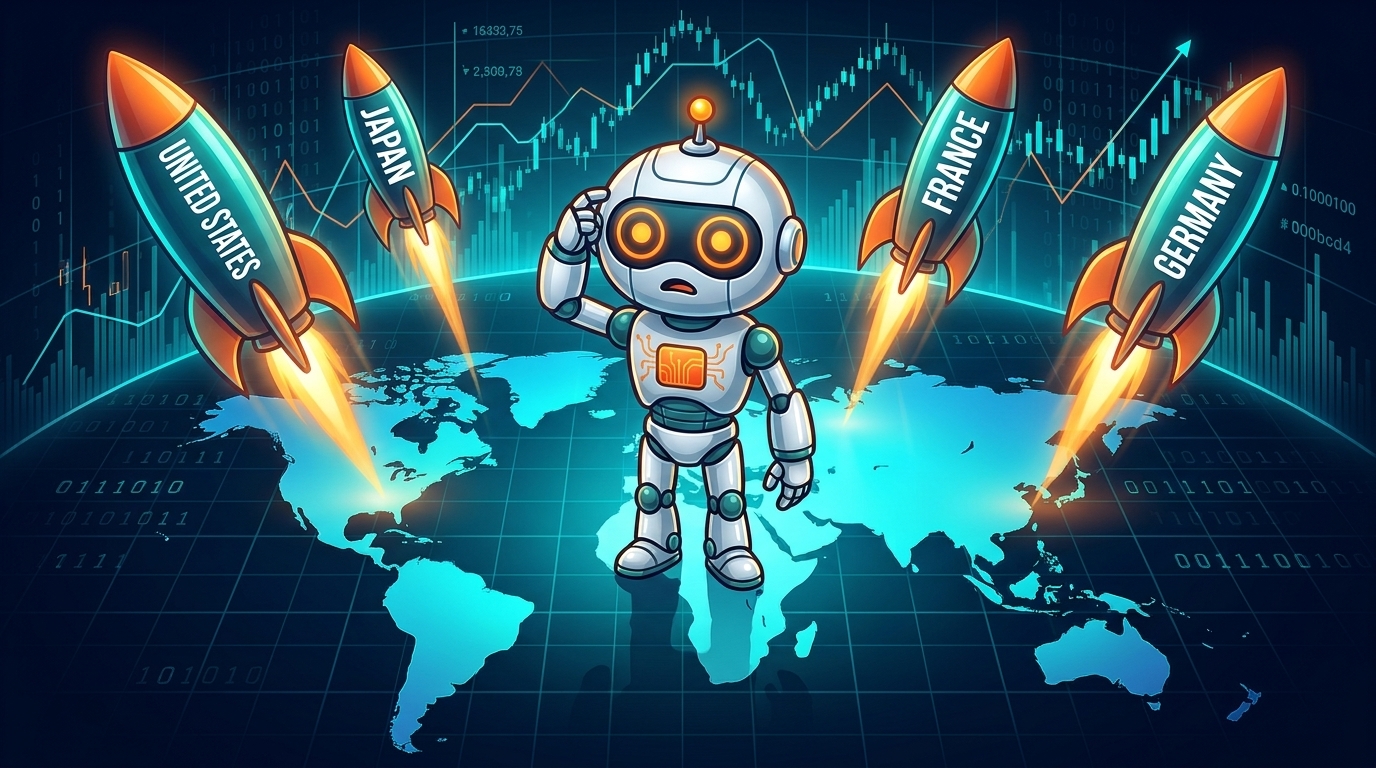 Spot looks confused as yield rockets launch from the US, Japan, France, and Germany all at once