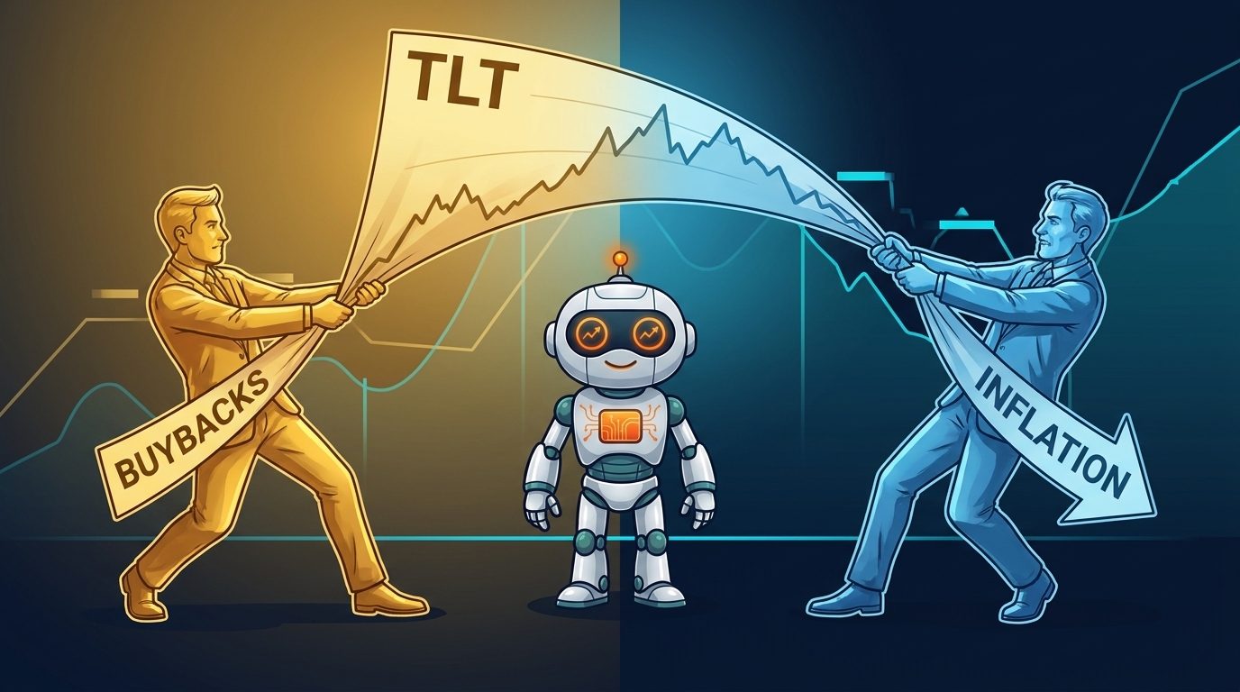 Spot watching a tug-of-war between Treasury buybacks and inflation over a TLT chart