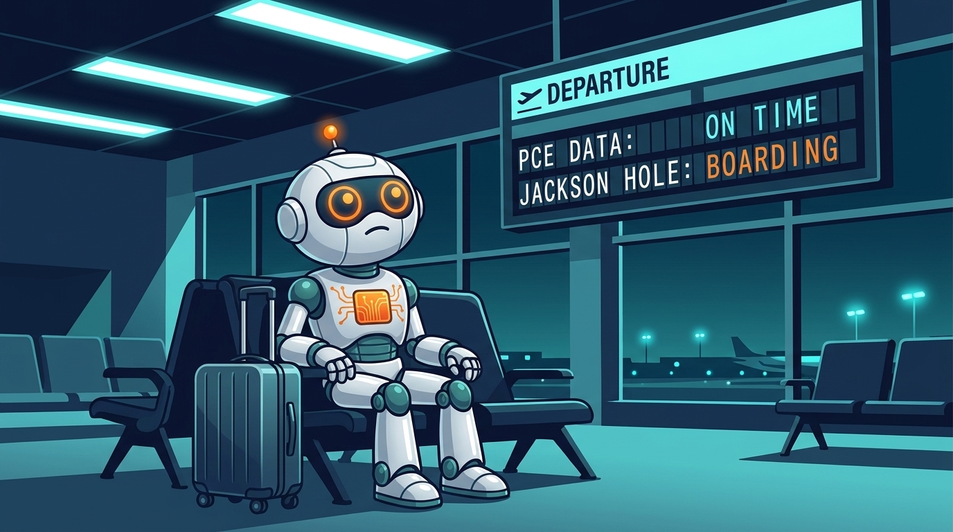 Spot sitting in an airport departure lounge watching market data on the departures board, cautiously calm