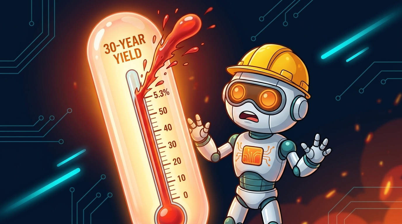 Spot in a hard hat staring at a yield thermometer bursting through 5.3%
