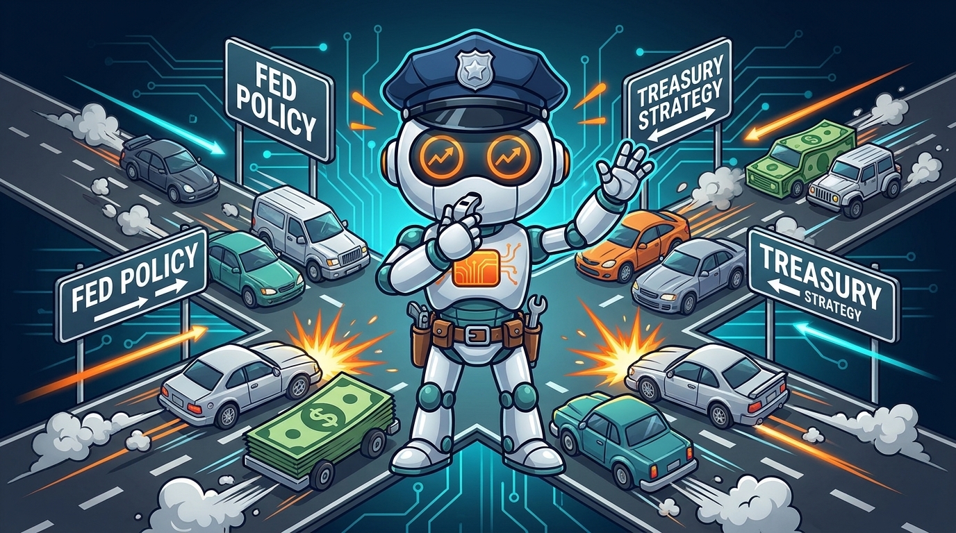 Spot as a traffic cop trying to manage the Fed and Treasury roads colliding