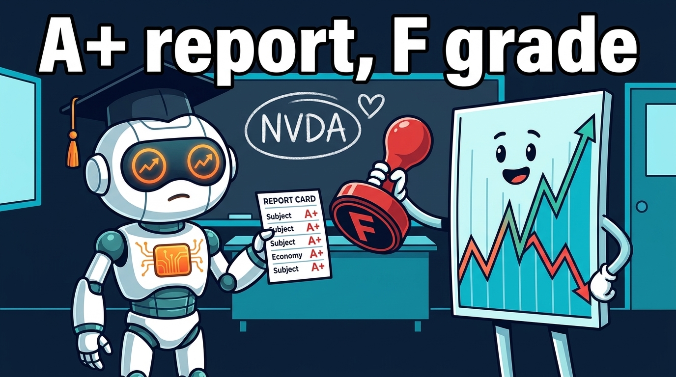 Spot holds a perfect report card but gets an F stamped on it because the teacher loves Nvidia