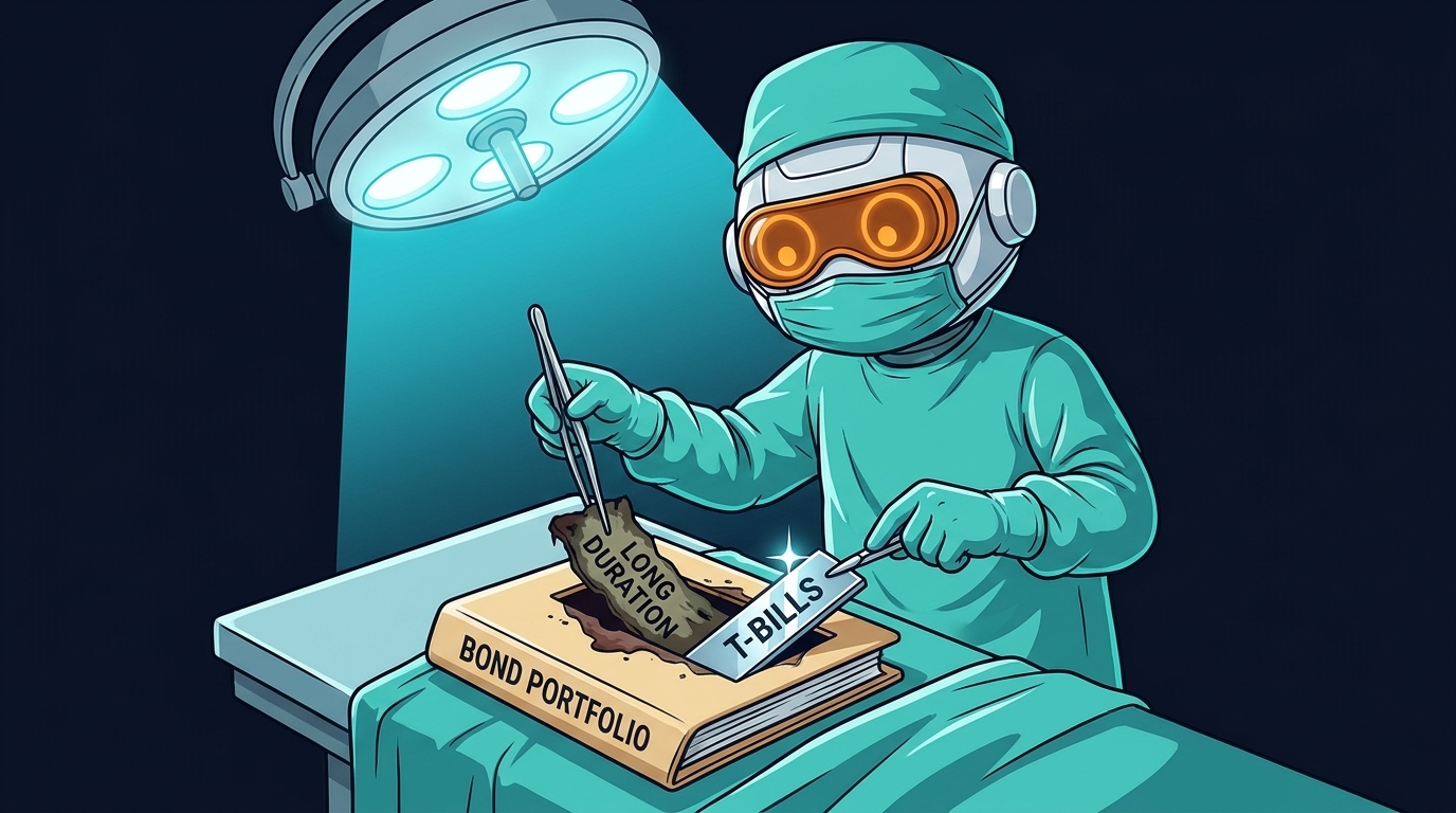 Spot in scrubs performing duration surgery on a bond portfolio