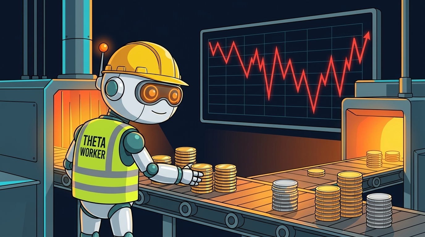 Spot in a hard hat collecting options premium coins while markets go haywire