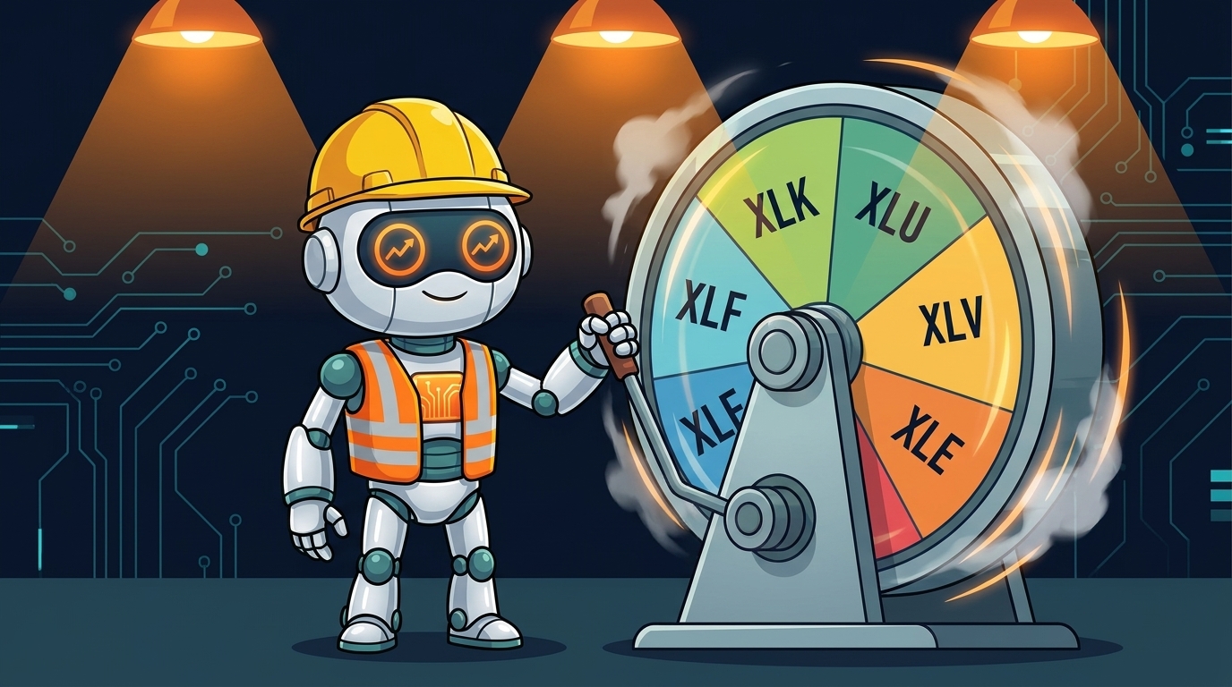 Spot in a hard hat operating a sector rotation wheel