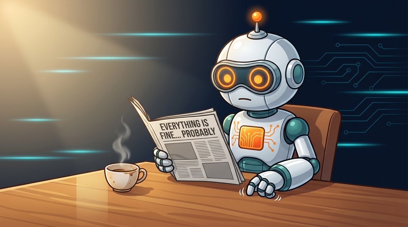 Spot reading a newspaper with a slightly nervous tap of his fingers