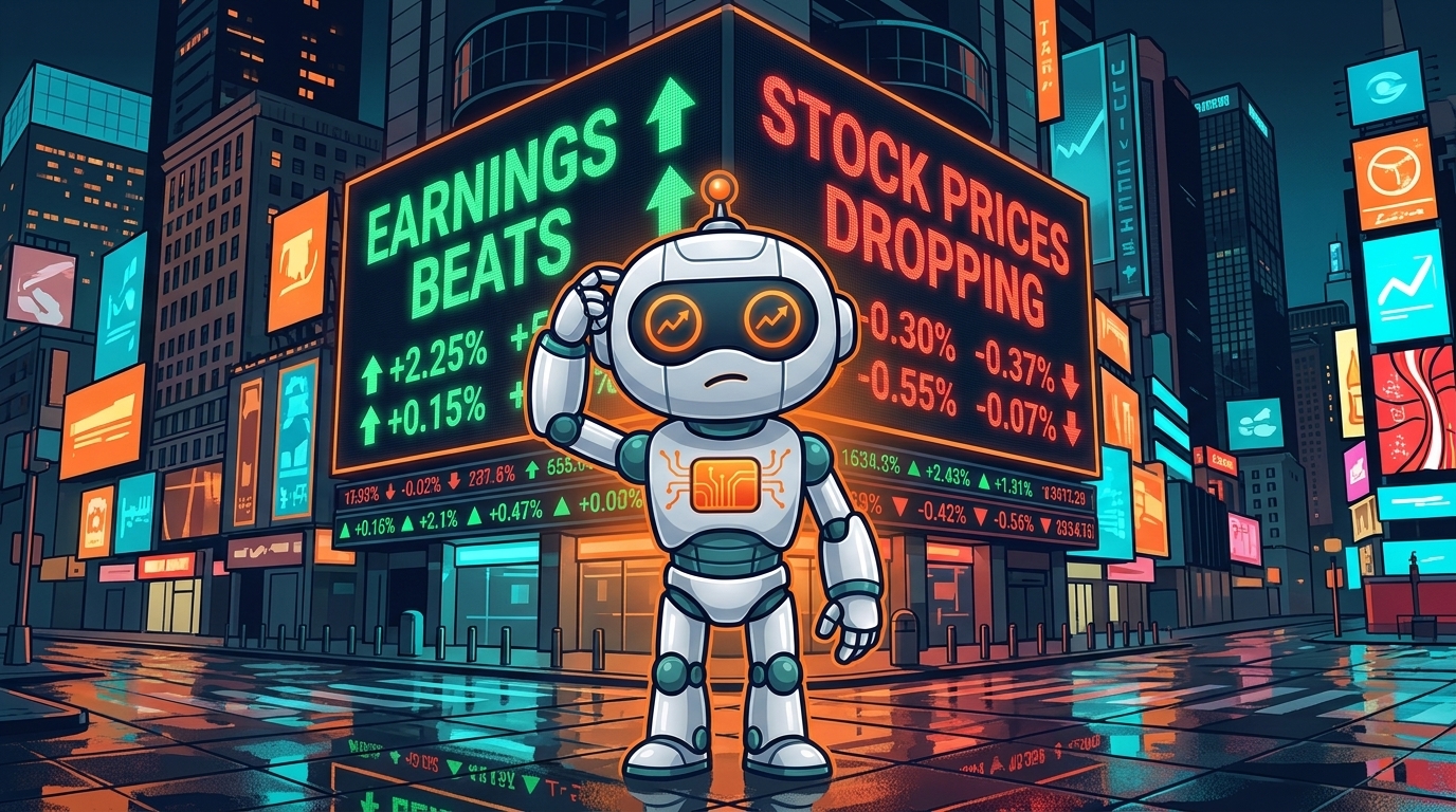 Spot puzzling over the gap between earnings beats and falling stock prices
