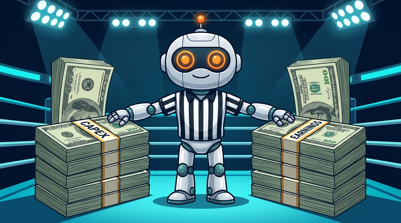 Spot as a boxing referee separating earnings and capex in a ring