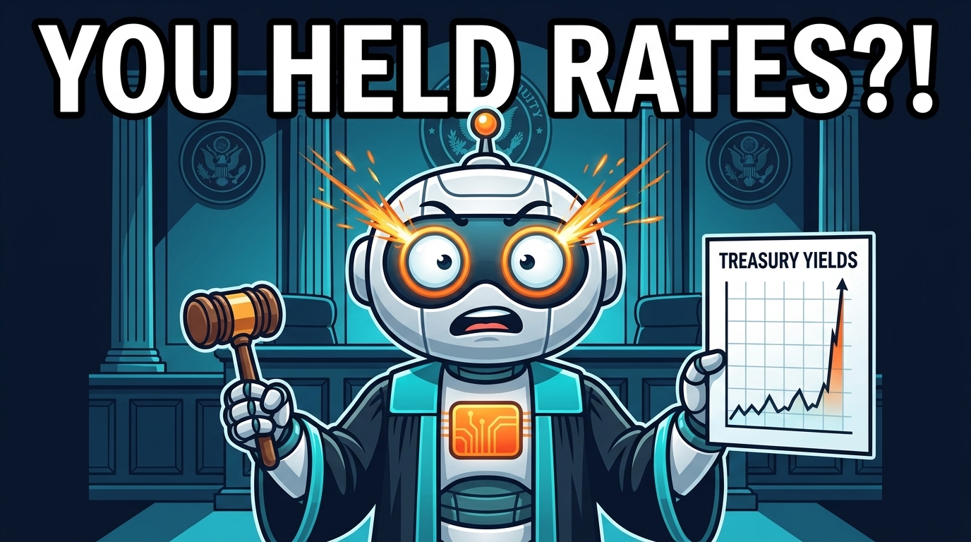 Spot the robot judge looks baffled as Treasury yields spike on his chart