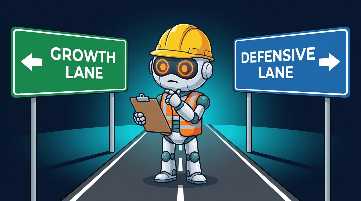 Spot as a construction worker managing the two-lane road between growth and defensive sectors