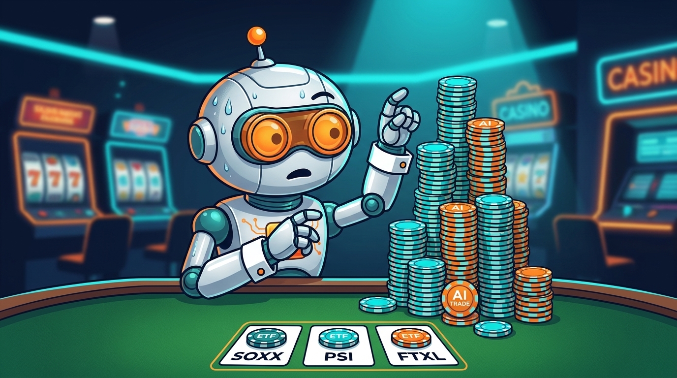 Spot as a casino dealer surveying an enormous AI chip ETF stack on the table