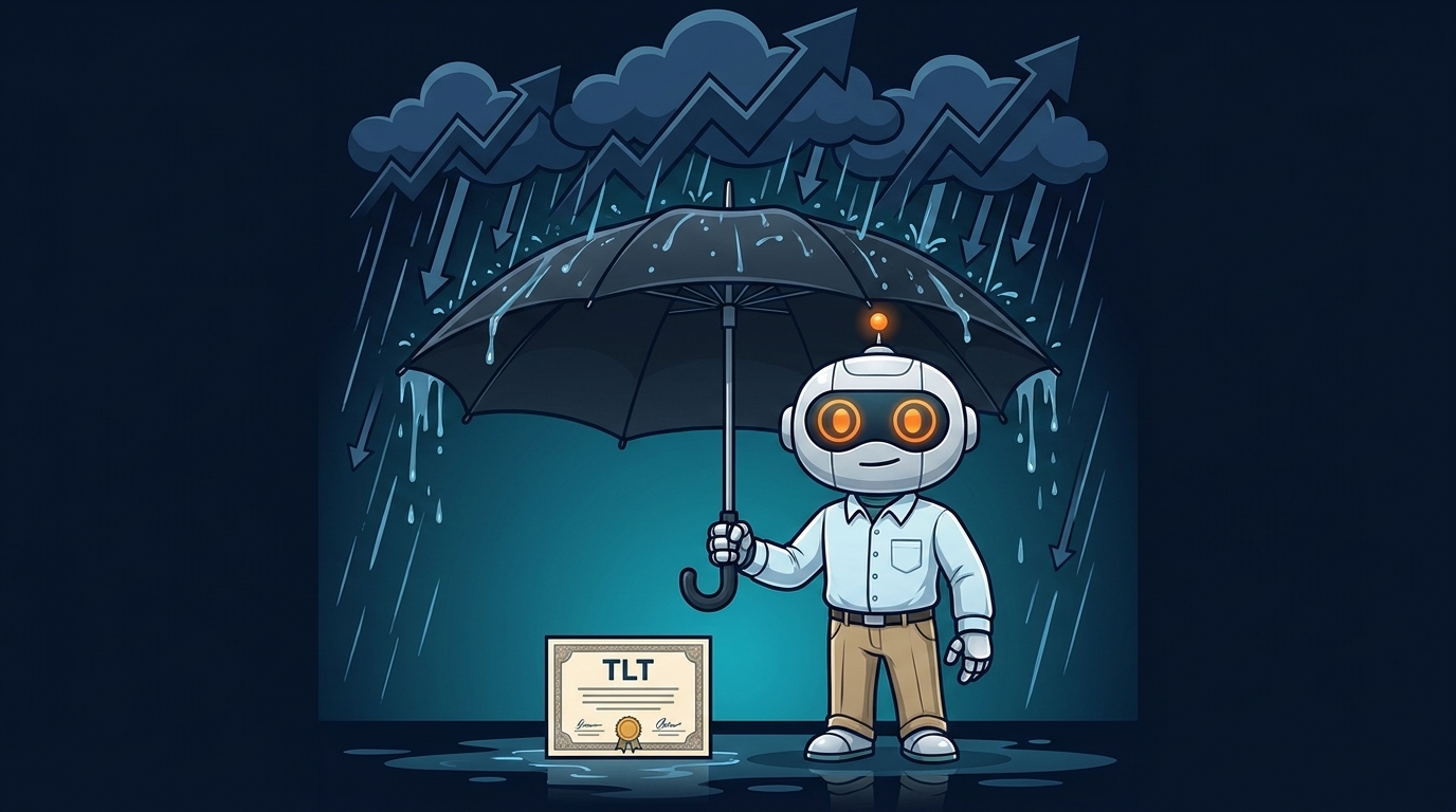 Spot as an insurance agent protecting a TLT bond from rising rate storm clouds