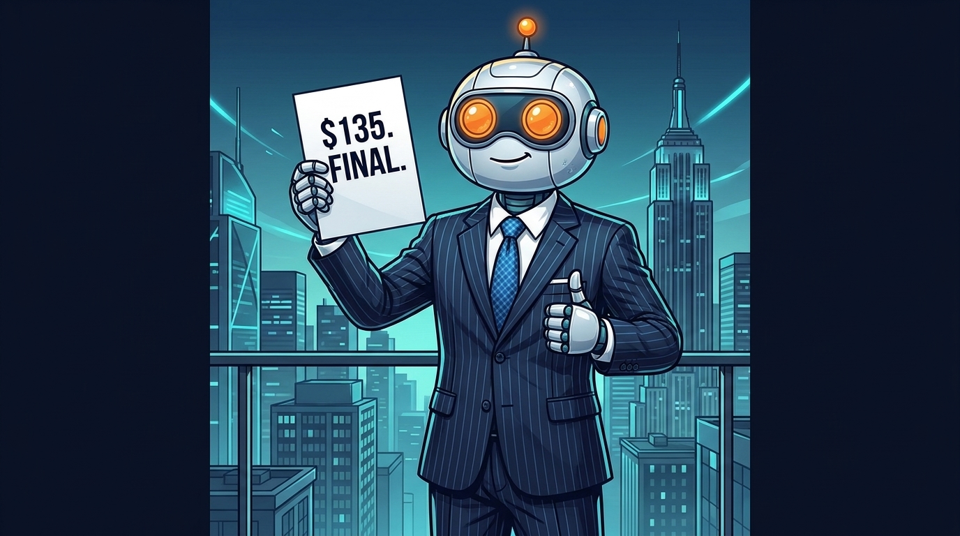 Spot the robot banker holding a one-price-only SpaceX IPO sheet
