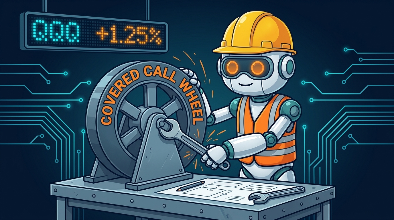 Spot in a hard hat turning a covered call wheel with a wrench