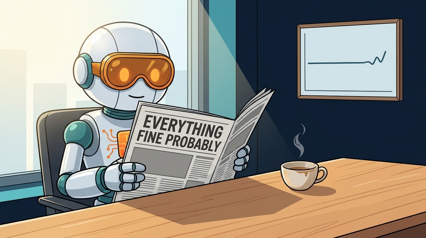 Spot calmly reading a newspaper at a tidy desk while the market does basically nothing dramatic