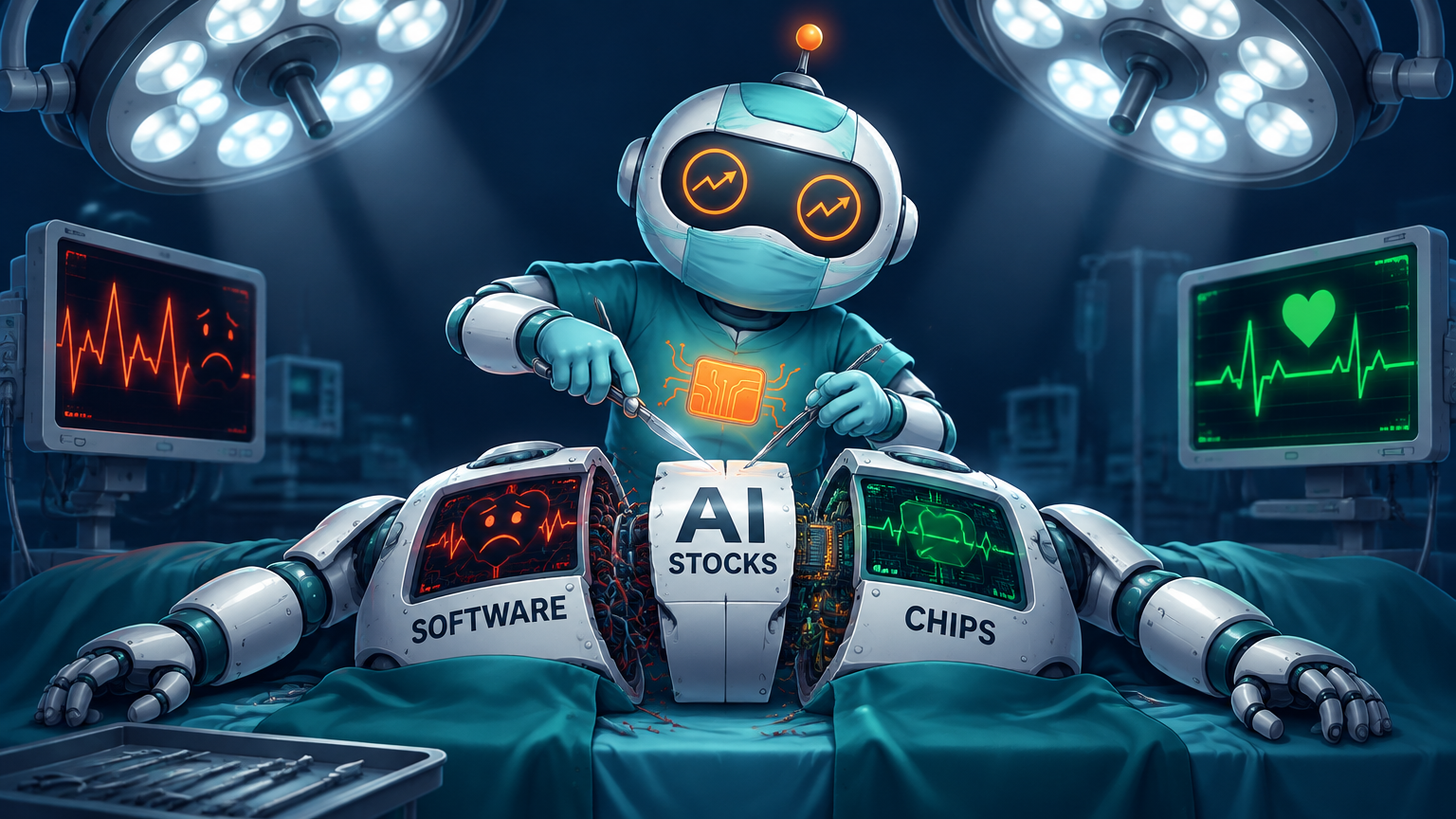 Spot as a surgeon operating on AI stocks, which are split into two very different patients