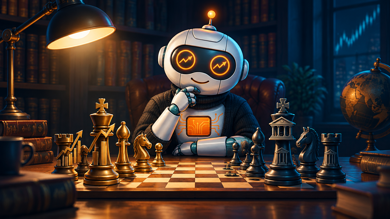 Spot as a chess grandmaster studying a board pitting rate hikes against bank stocks
