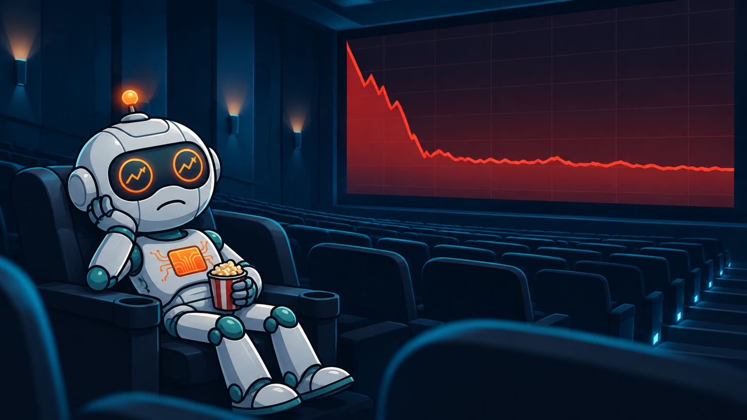 Spot alone in a theater watching Netflix's revenue chart go sideways