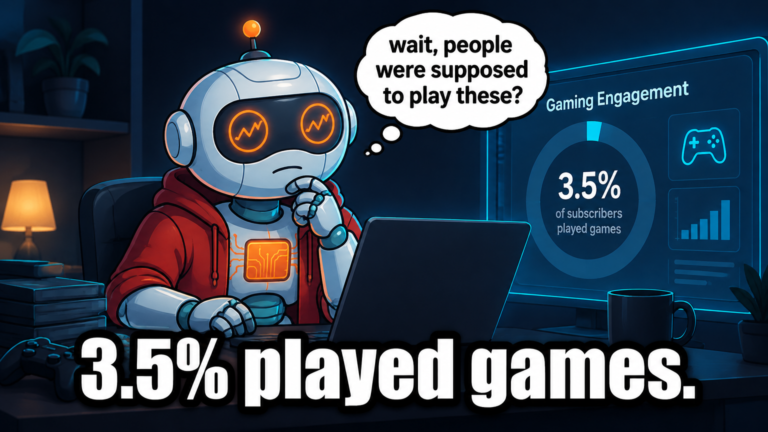 Spot looking baffled at Netflix gaming numbers