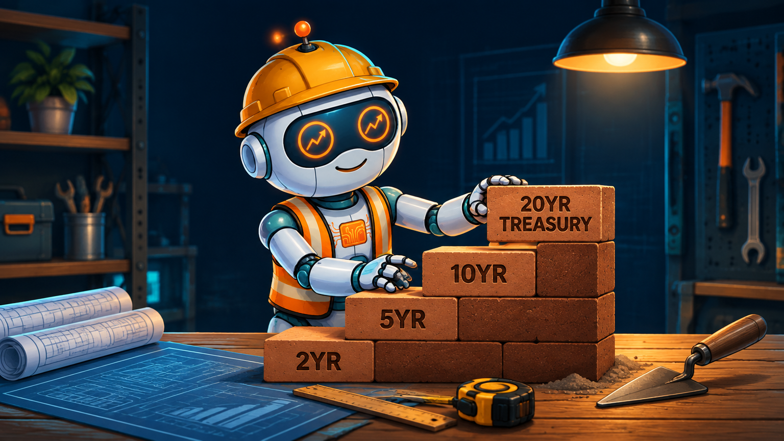 Spot in a hard hat building a bond ladder out of Treasury bricks