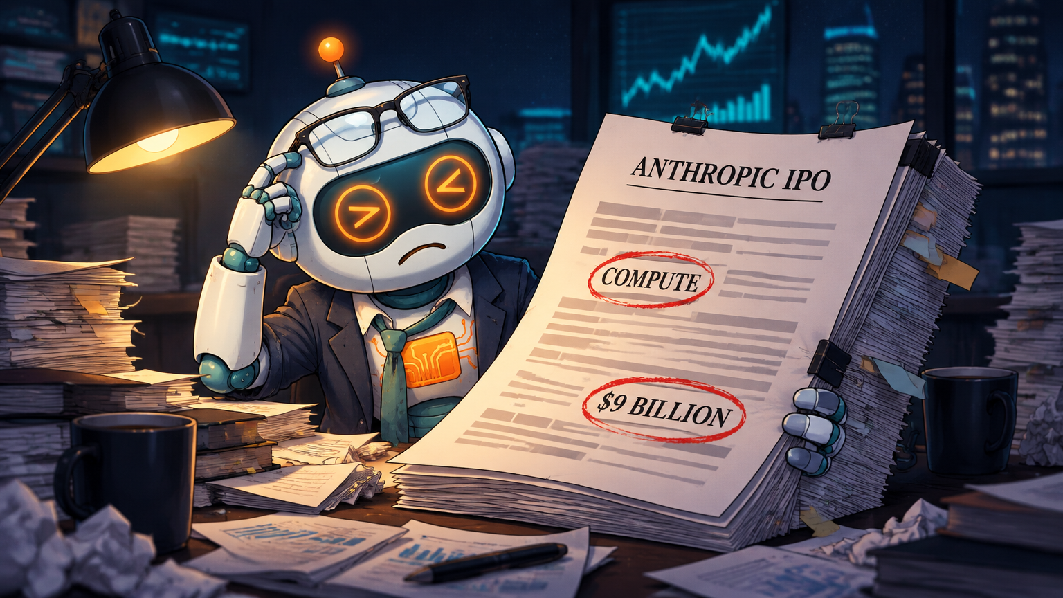 Spot as a rumpled analyst circling the $9B compute line in Anthropic's S-1