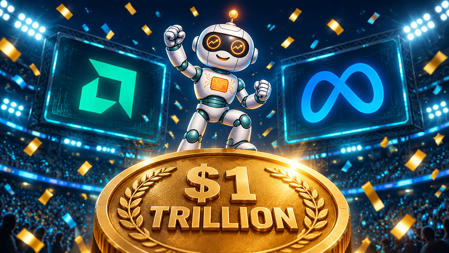 Spot celebrating AMD joining the $1 trillion market cap club