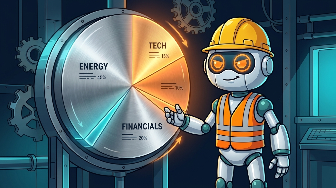 Spot in a hard hat watching a sector rotation chart spin