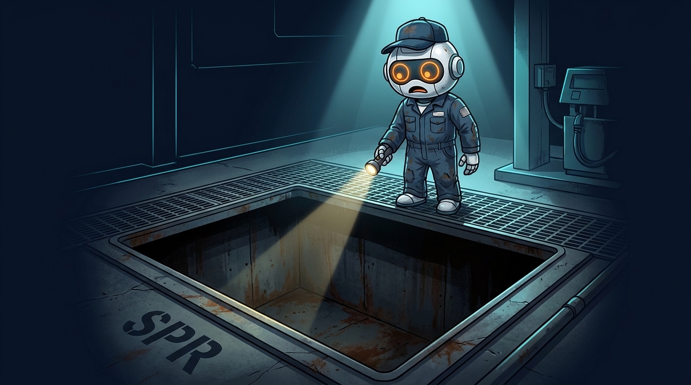 Spot peering into an almost-empty Strategic Petroleum Reserve tank