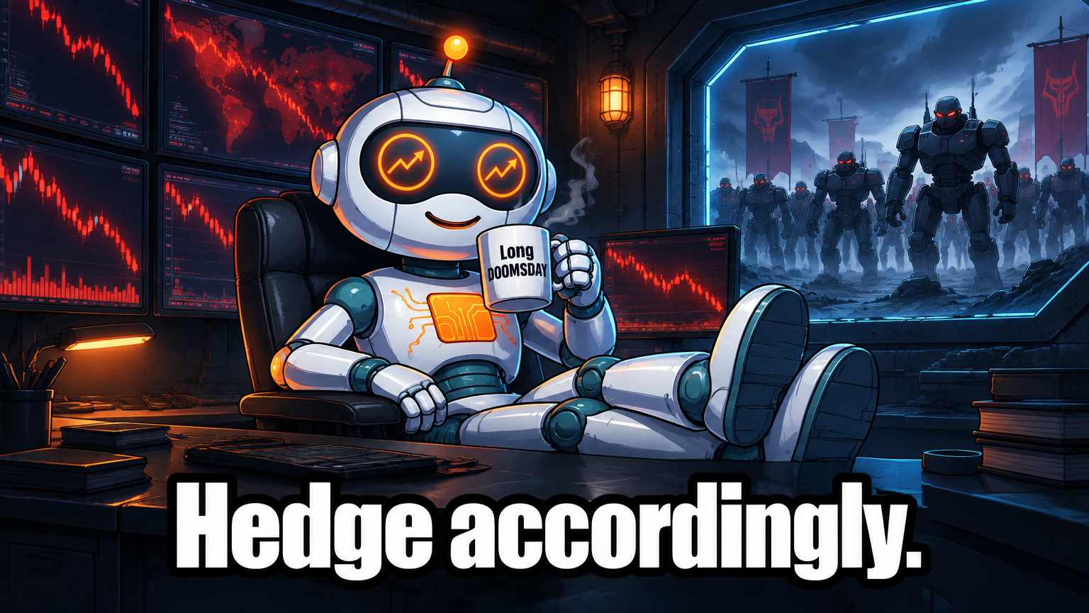 Spot in a bunker sipping coffee during the robot apocalypse