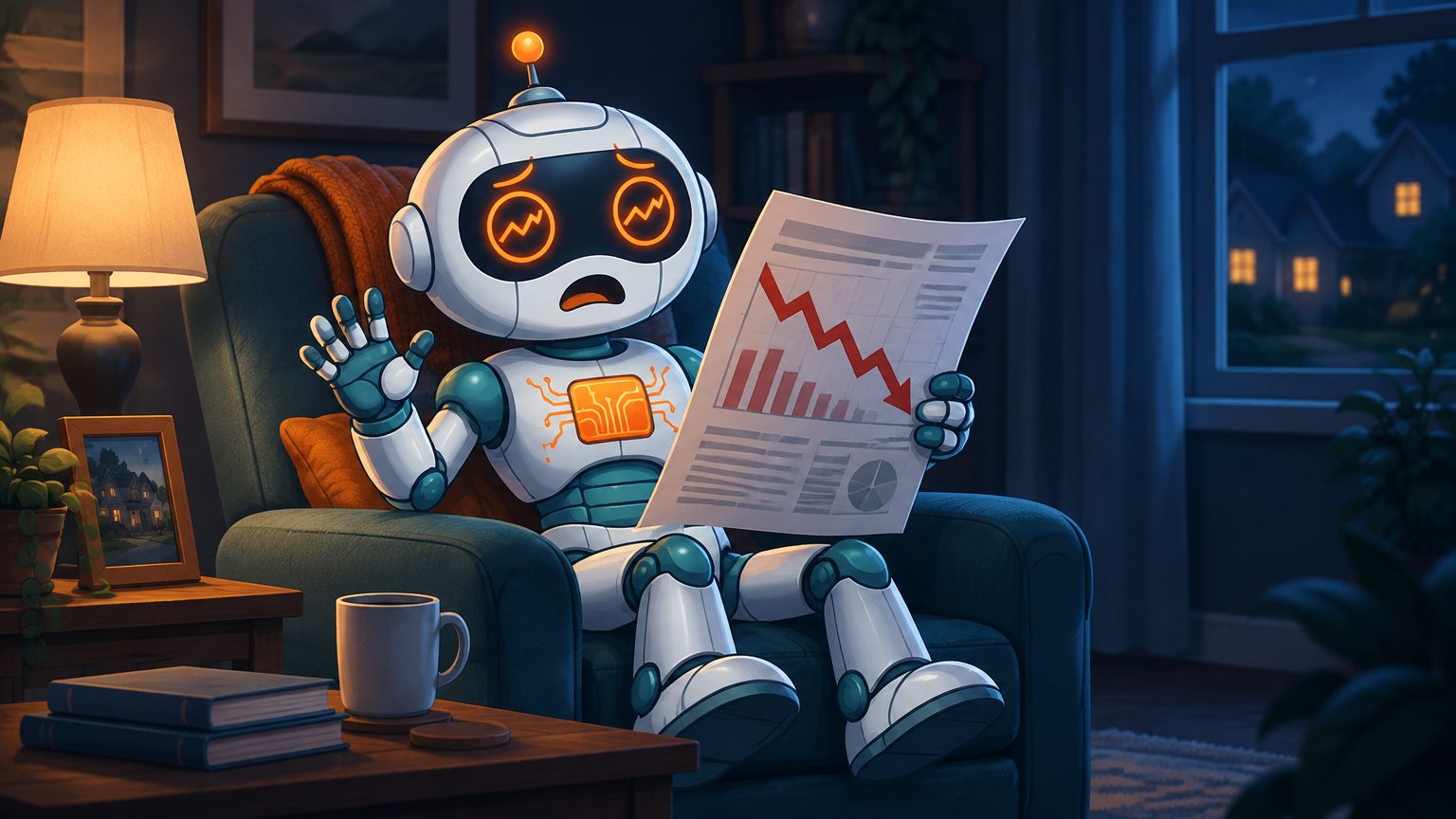 Spot reading a consumer confidence report with a worried look